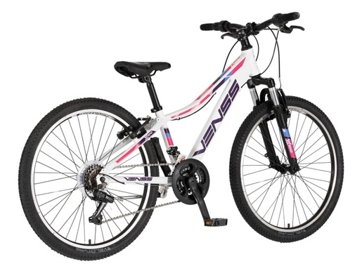 Bicikl junior 24 venssini parma x100 alu 24" alu 12" v-brake 18 brzina 132-155cm(xs) belo roze perla 1242057