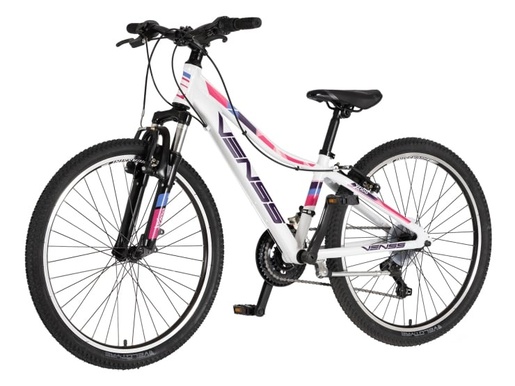 Bicikl junior 24 venssini parma x100 alu 24" alu 12" v-brake 18 brzina 132-155cm(xs) belo roze perla 1242057