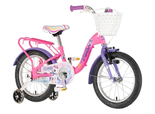 Bicikl kids visitor unicorn 16" 9" v-brake  kontra 105-125cm (16") roze uv sjaj 1160121