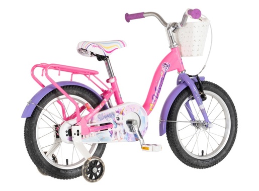 Bicikl kids visitor unicorn 16" 9" v-brake  kontra 105-125cm (16") roze uv sjaj 1160121