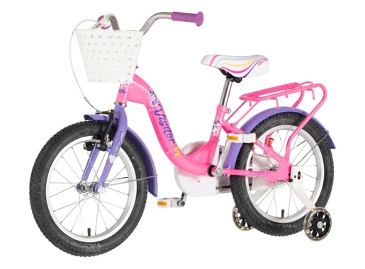 Bicikl kids visitor unicorn 16" 9" v-brake  kontra 105-125cm (16") roze uv sjaj 1160121