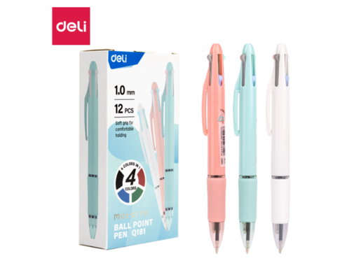 DELI HEMIJSKA OLOVKA  PASTELNA 4u1 plavi, crni, crveni i zeleni ispis 0.7mm EQ181