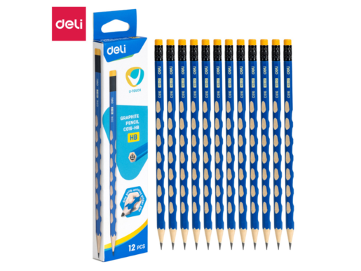 DELI GRAFITNE OLOVKE  U TOUCH GRIP PLAVE SA GUMICOM HB 1/12 EC016-HB