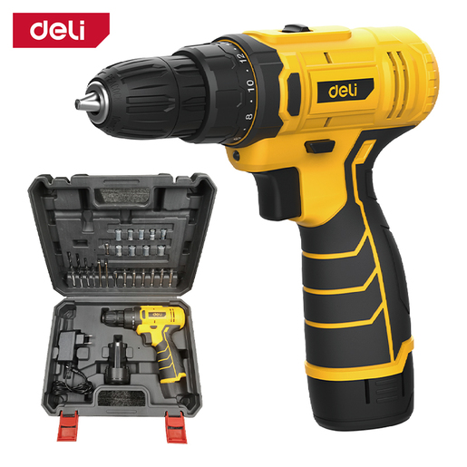 DELI Aku bušilica/odvijač set 12V 1,5Ah x1 Li EDL-DZ12-6A2