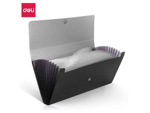 DELI FASCIKLA  SA PREGRADAMA CRNA AMERIKEN 262*132mm veličine sa 13 pregrada 5562