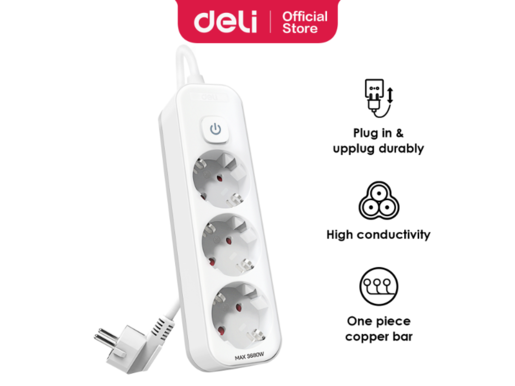 DELI PRODUŽNI KABL  SA PREKIDAČEM 5 UTIČNICA I 1,8m DUŽINE ET437