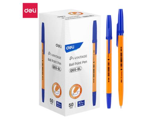 DELI HEMIJSKA OLOVKA  ŽUTA - plavi ispis 0.7mm EQ6S-BL