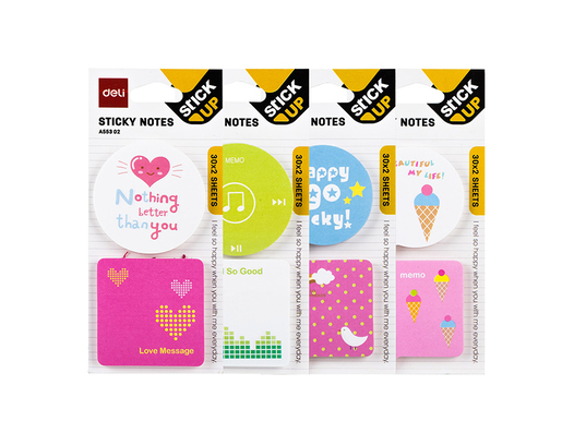 DELI STIKER BLOK  - OBLICI  51x51mm, 2x30 LISTA, 4 NEON BOJE EA55302