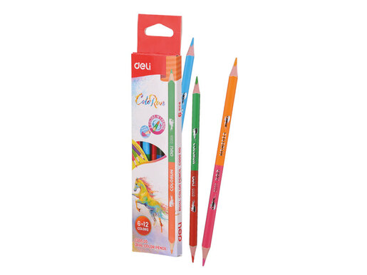 DELI DRVENE BOJICE  DVOBOJNE 1/6 12 BOJA EC00500