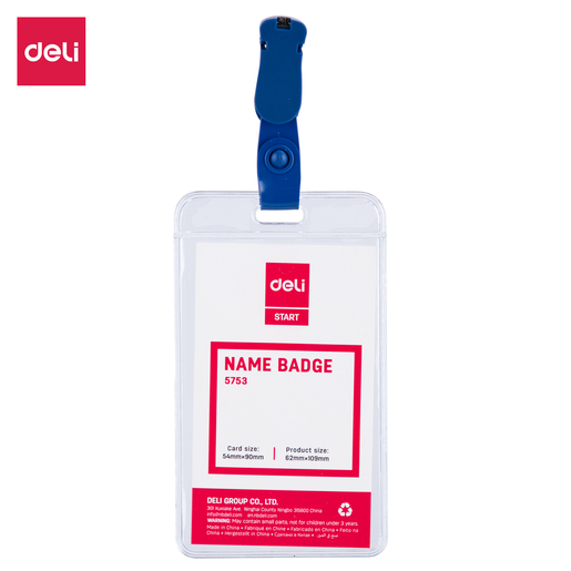 DELI KARTICA ID  SA PLAVOM ŠTIPALJKOM 54*90mm VERTIKALNA 1/50 E5753