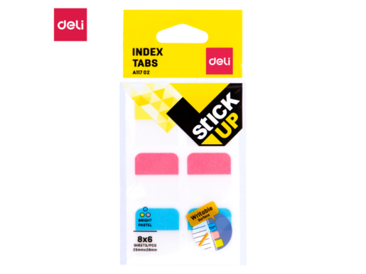 DELI STIKERI  ZA INDEKSIRANJE PVC PAPIR 25x28mm, 6kom po 8 listova EA11702