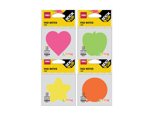 DELI STIKERI BLOK NEON OBLICI  76x76mm MIX BOJE EA03202 20*4 LISTA