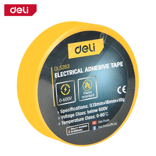 DELI PVC izolir traka žuta 18mm x 10m EDL5263