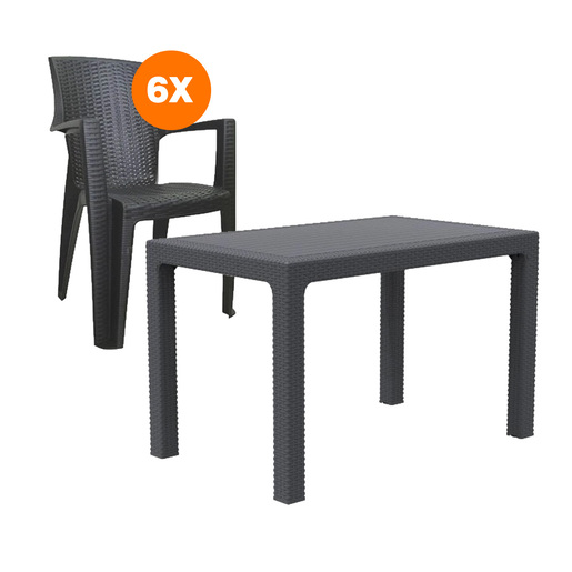 Baštenski set AMELIA Rattan Lux sa stolom 120 cm, antracit