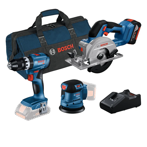 BOSCH Combo Kit 18V GSB+GEX+GKS+1x4.0Ah+GAL 0615A5007R