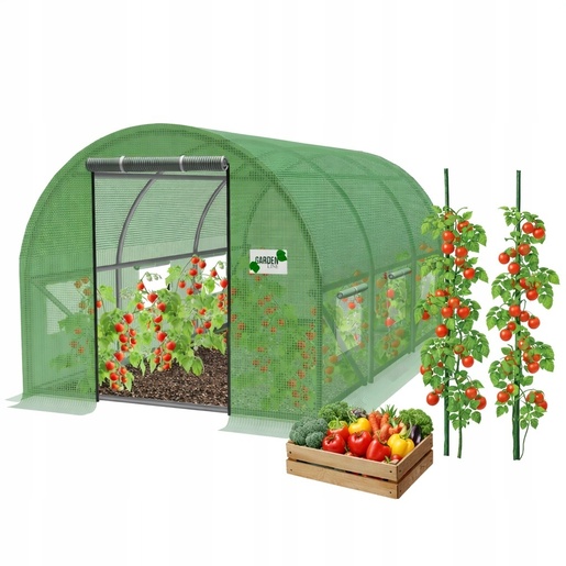 CHOMIK Baštenski plastenik tunel 3-segmentni Zeleni 4 x 2,5 x 2 M TUN5583