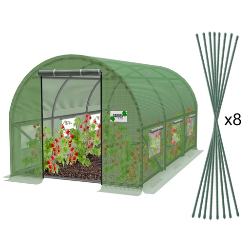 CHOMIK Baštenski plastenik tunel 3-segmentni Zeleni 4 x 2,5 x 2 M TUN5583