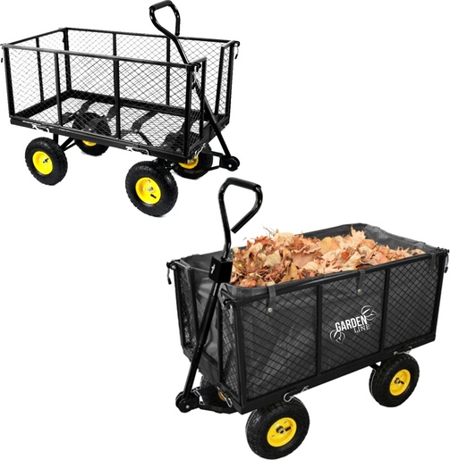 CHOMIK Baštenska transportna kolica, dvofunkcionalna XL – crna sa ceradom WOZ0115B