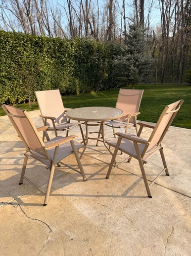 BOLZZ BAŠTENSKA GARNITURA SET 4 STOLICE + STO BEZ BOLBASGARBEZ