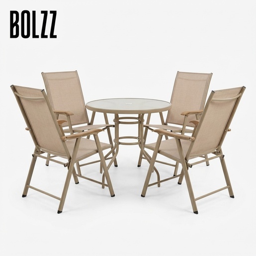 BOLZZ BAŠTENSKA GARNITURA SET 4 STOLICE + STO BEZ BOLBASGARBEZ