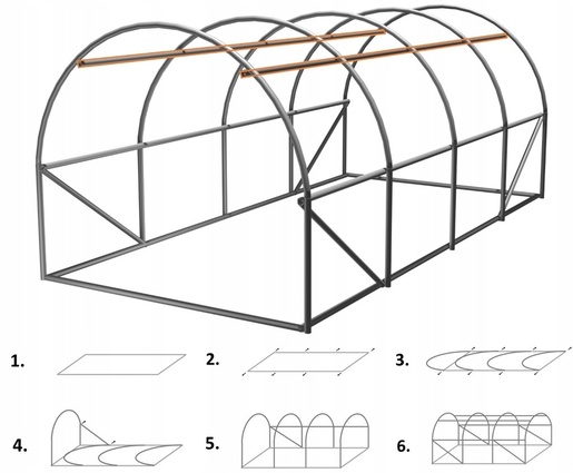 CHOMIK Baštenski plastenik tunel 4-segmentni Beli 6 x 3 x 2 M TUN5214