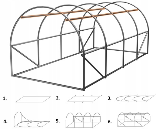 CHOMIK Baštenski plastenik tunel 4-segmentni Zeleni 6 x 3 x 2 M TUN5613