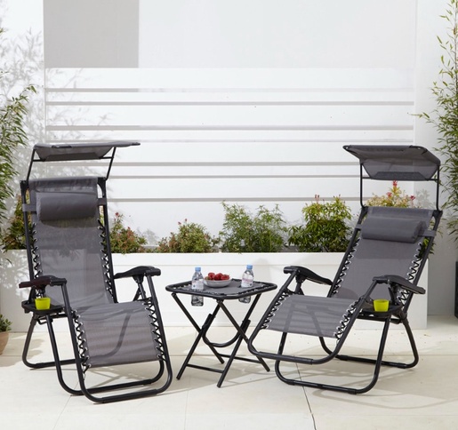 BOLZZ PODESIVA BAŠTENSKA FOTELJA SA TENDOM GRAY BOLFOTGRY