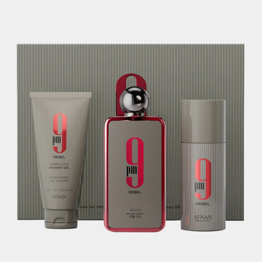 Unisex set Afnan 9 pm Rebel EDP 100 ml + Bodyspray 150 ml + SG 150 ml