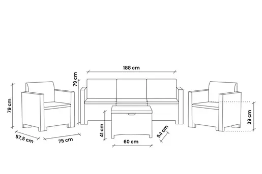Bica Baštenski set - Nebraska 3, taupe