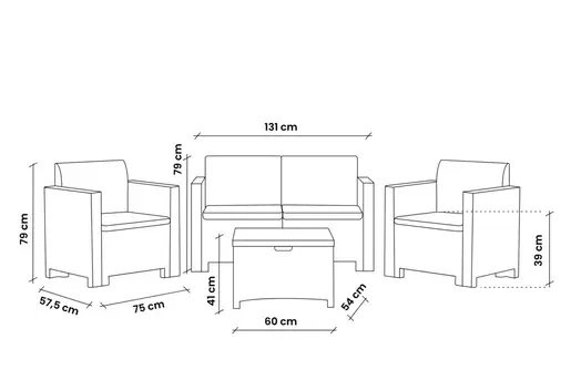 Bica Baštenski set - Nebraska 2, taupe