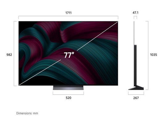LG OLED TV OLED77C51LA, 4K Ultra HD, WebOS Smart TV, α9 AI Processor 4K Gen8, α9 AI Super Upscaling 4K, FILMMAKER MODE™, AI Chatbot