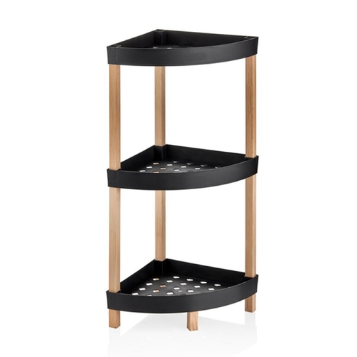 Bienwood Ugaona drvena polica sa plastičnim pregradama BIE-7208