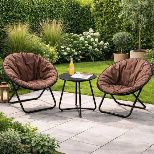 Baštenski set Gnezdo 2 sklopive fotelje i stočić - braon