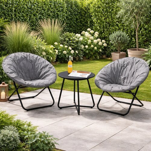 Baštenski set Gnezdo 2 sklopive fotelje i stočić - sivo