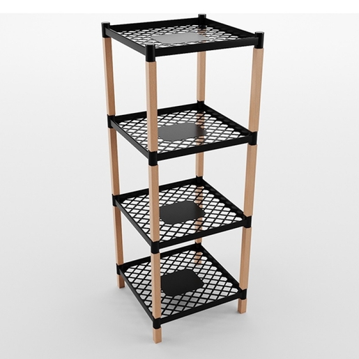 Bienwood Drvena polica sa plastičnim pregradama BIE-7209