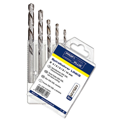 BOHRCRAFT Set spiralnih burgija HSS-G DIN 338 leve Ø4-10 mm, 5 kom