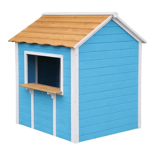 KINDER HOME Dečija drvena kućica za igru – Za igranje uloga, dvorište i baštu, plava, 118×138×132,5 WKP-1113
