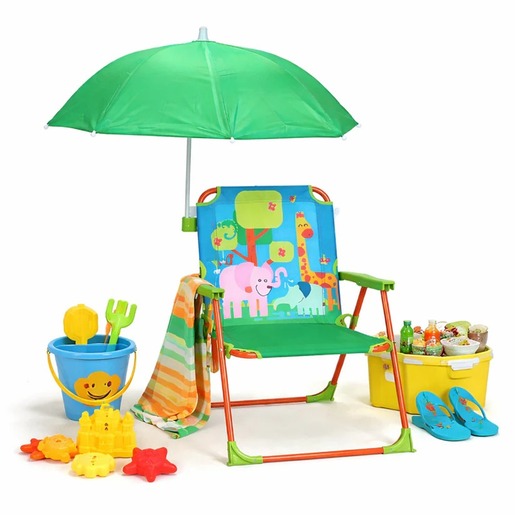 KINDER HOME Sklopiva dečija stolica sa suncobranom TOFI – Za plažu, baštu i kampovanje 86125U