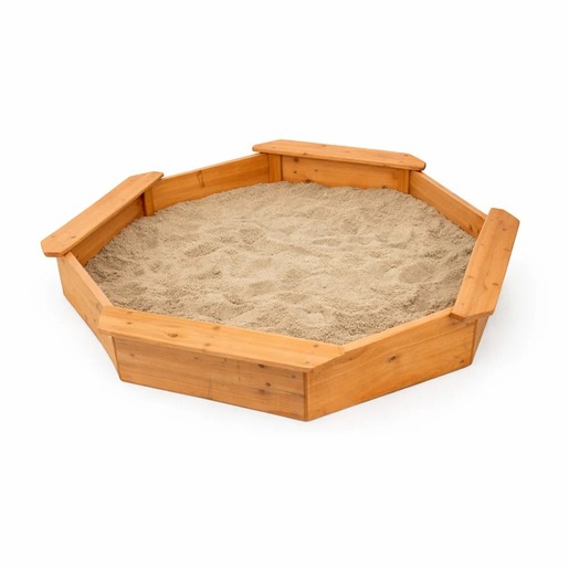KINDER HOME Dečiji drveni peskarnik – model sa 8 strana i 4 sedišta, 134,5×134,5 cm WSB-1345