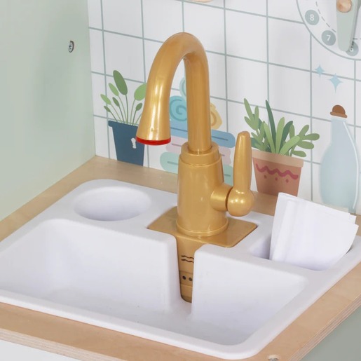 KINDER HOME Dečija drvena mašina za pranje veša 3 u 1 sa sudoperom sa tekućom vodom i mašinom za sušenje veša V10L030