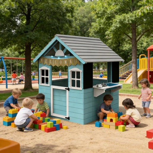 KINDER HOME Dečija drvena kućica za igru sa kuhinjom 2351