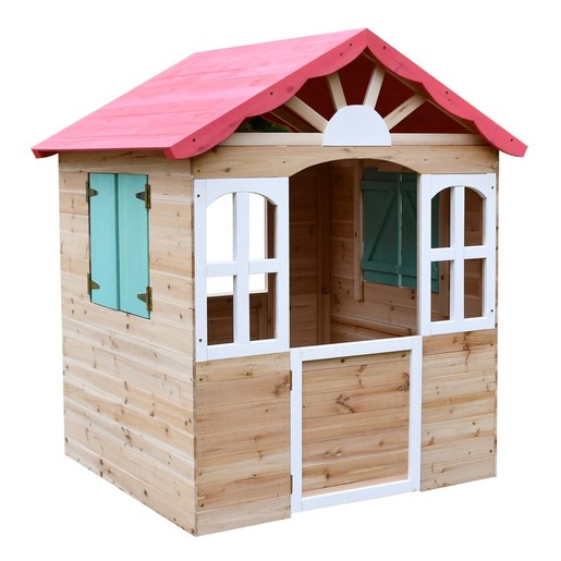 KINDER HOME Dečija drvena kućica za igru na otvorenom - za dvorište i baštu, 115×102×129 cm C996