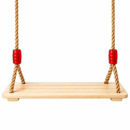 KINDER HOME Dečija drvena ljuljaška za dvorište sa konopcima – prirodno drvo, 33 cm JXS-3033