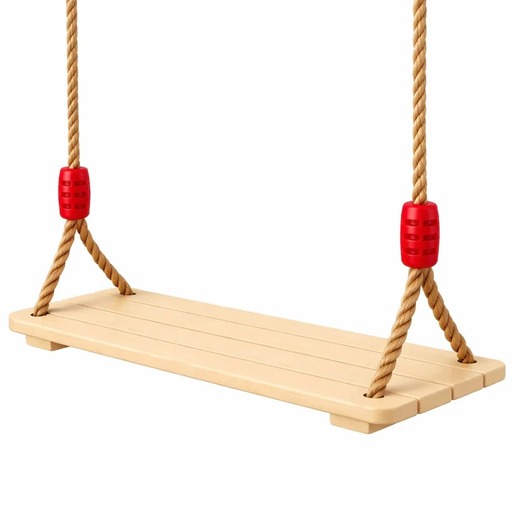KINDER HOME Dečija drvena ljuljaška za dvorište sa konopcima – prirodno drvo, 33 cm JXS-3033