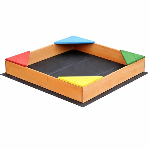 KINDER HOME Dečiji drveni peskarnik sa 4 sedišta – 90x90 cm, za dvorište i baštu WSB-900