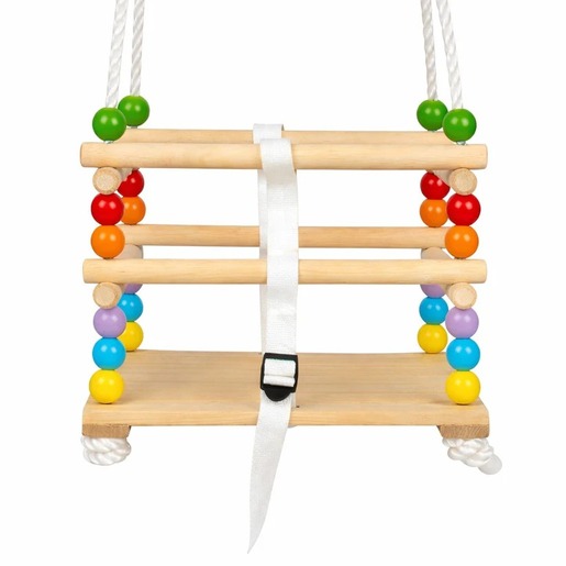 KINDER HOME Dečija drvena ljuljaška sa kaišem i bočnim stranama – do 70 kg, 30×30 cm JXS-3025