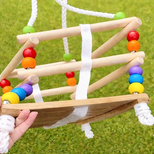 KINDER HOME Dečija drvena ljuljaška sa kaišem i bočnim stranama – do 70 kg, 30×30 cm JXS-3025