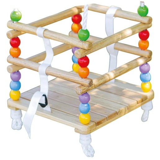 KINDER HOME Dečija drvena ljuljaška sa kaišem i bočnim stranama – do 70 kg, 30×30 cm JXS-3025