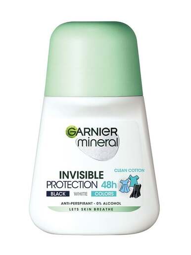 Garnier Mineral Invisible Black, White & Colors roll-on 50ml Cotton