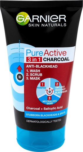 Garnier Pure Active 3u1 charcoal gel za čišćenje + piling + maska 150 ml